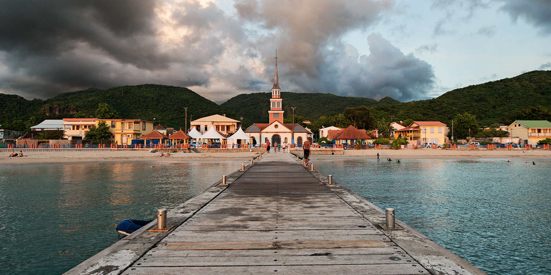 Anse D'Arlet and Pier at Sunset, Martinique, France